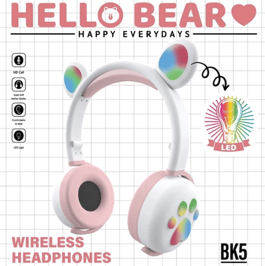 BK-5 LED Hello Bear Bluetooth Headphones - Bundle of 2