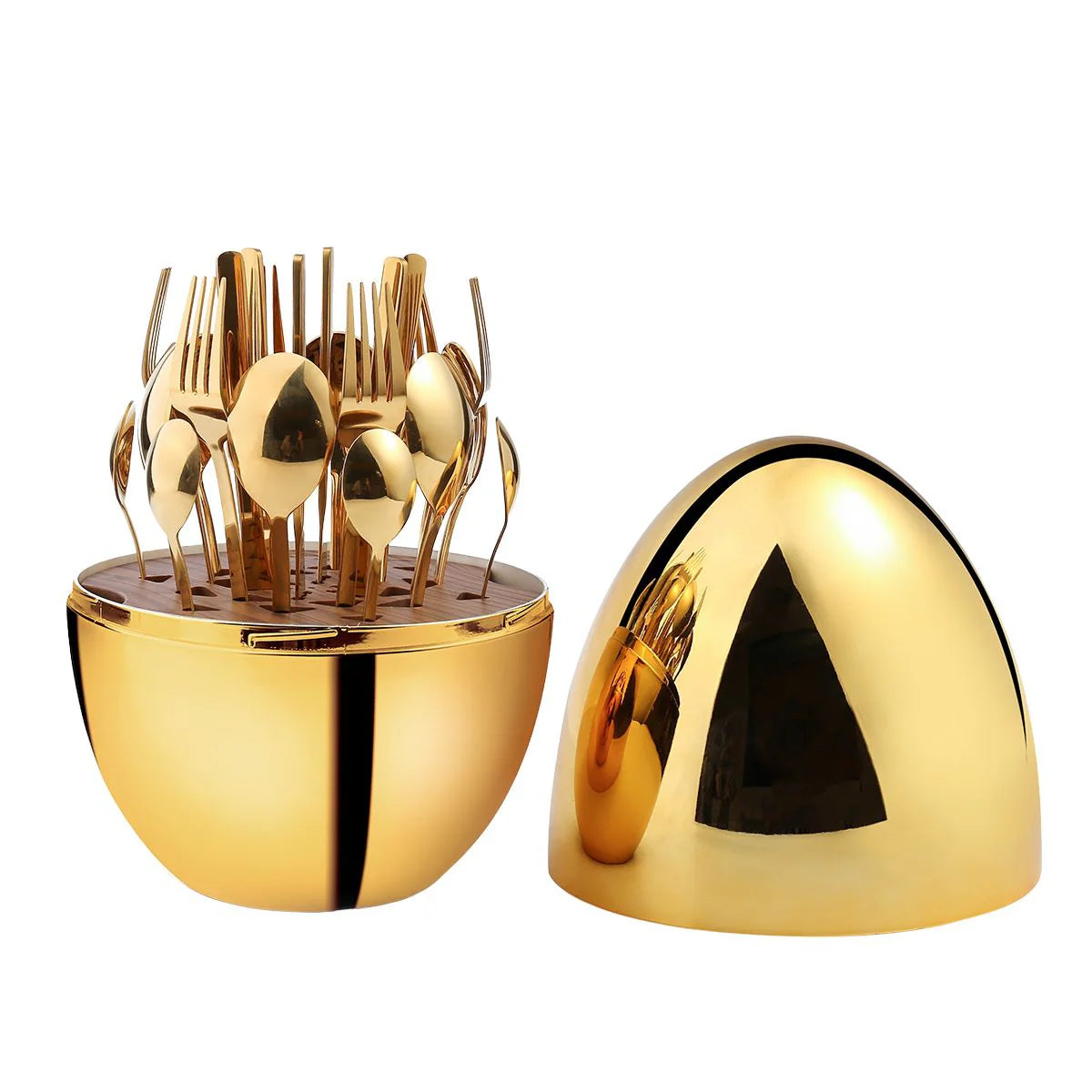 JG20375393 Golden Egg With 24 Piece Cutlery Set