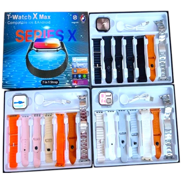 T-Watch X Max 7 in 1 Smart Watch Set - Bundle of 2